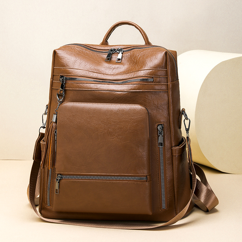 Leather Backpack Vintage - Vintage Leather Look Backpack Set Multi