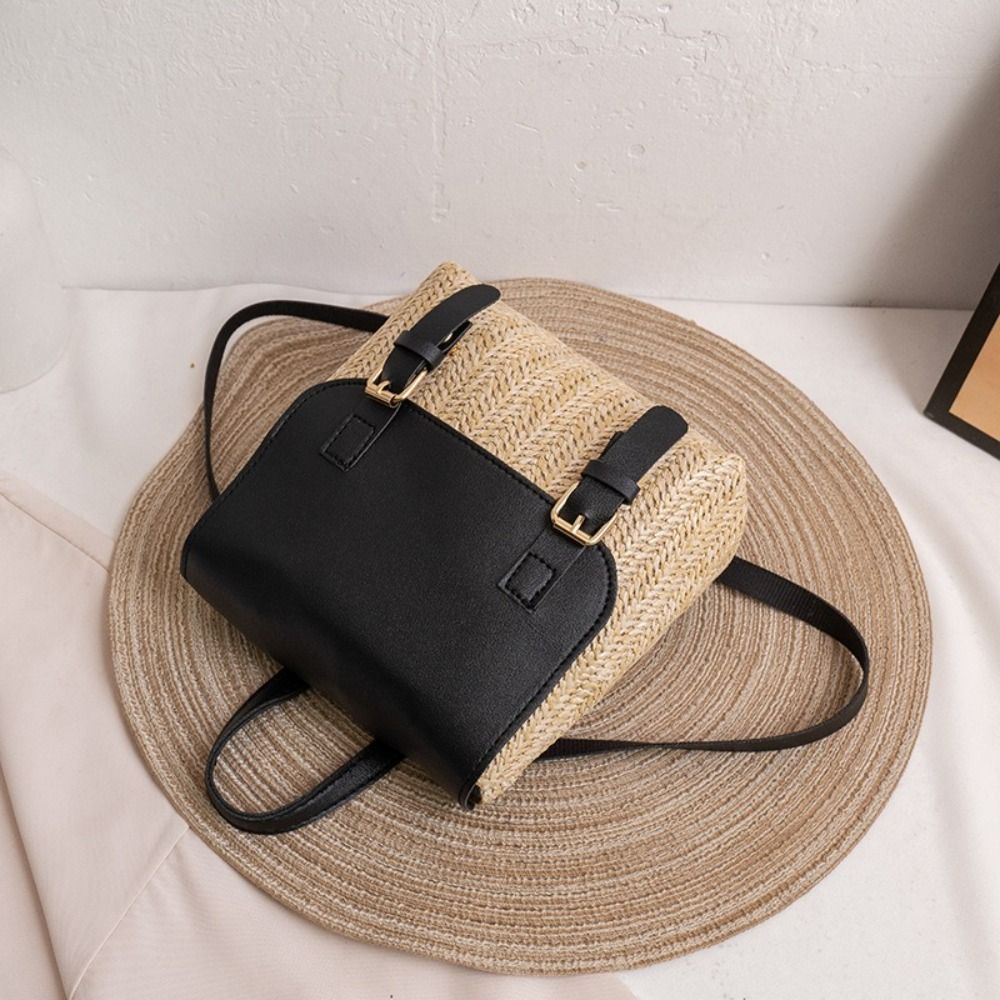 Trend PU Leather Straw Backpac - Leather Backpack Vintage ulasan dan harga