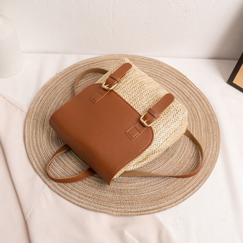 Trend PU Leather Straw Backpac - Leather Backpack Vintage ulasan dan harga