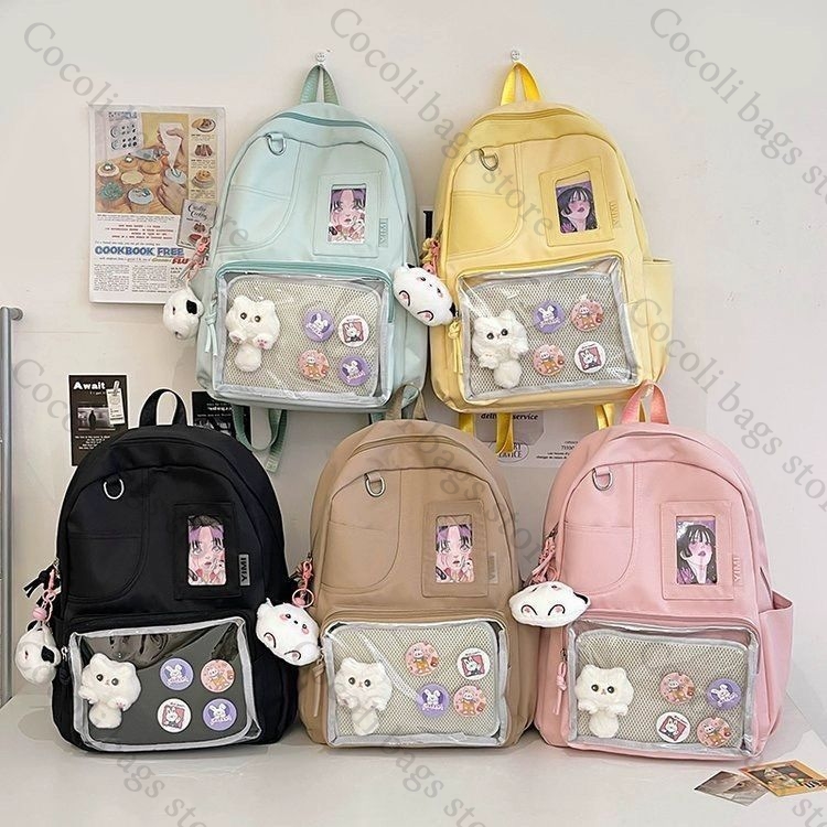 Solid Color Candy Color Backpa - Canvas Backpack Casual ulasan dan harga